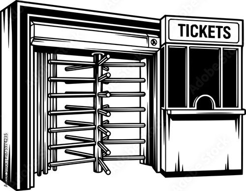 Stadium Turnstile Entrance Gate Vector Illustration
