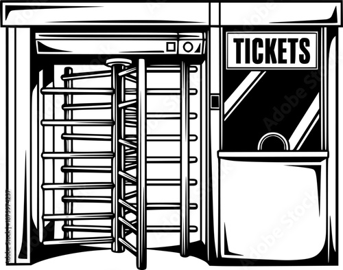Stadium Turnstile Entrance Gate Vector Illustration
