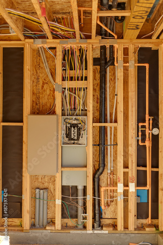 фотографія Residential electrical panel in new home