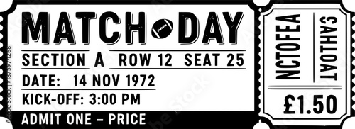Vintage Match Day Ticket Stub Typography Vector
