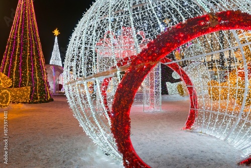Festive Light Display in Winter Wonderland