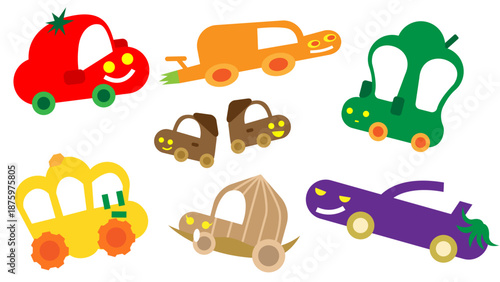 やさいが自動車のかたちになった かわいいイラストセット