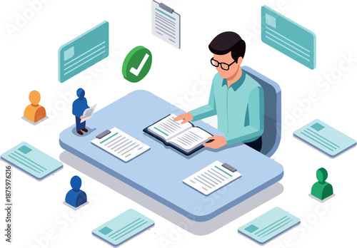 Human Resources Manager Reviewing Applicants' Resumes