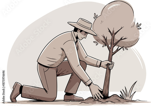 Man Planting a Tree