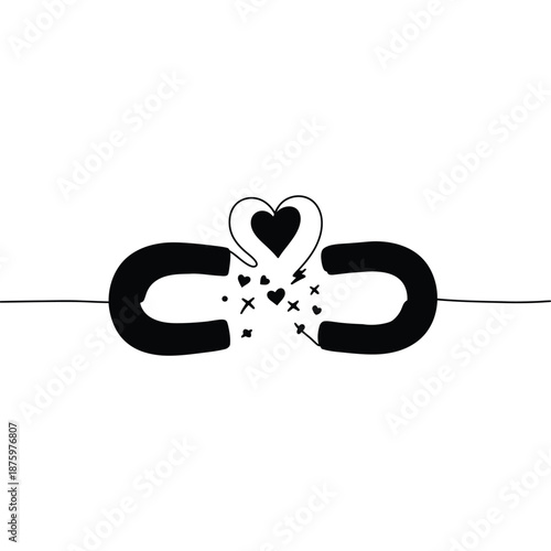 Broken Chain with Heart Symbol Illustration Representing Love, Separation, and Emotional Bonds