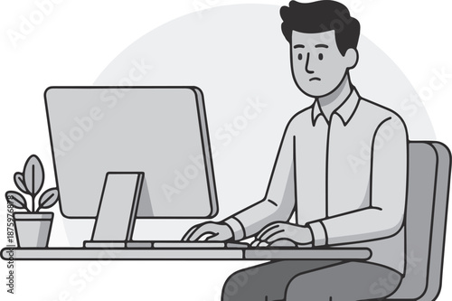 Man Working At Computer
