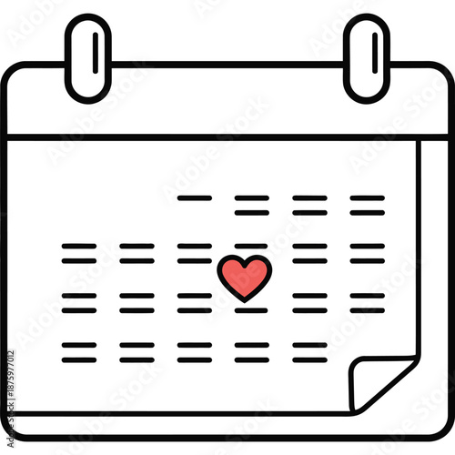 Clean Calendar Icon with Heart Symbol for Special Dates, Events, Anniversaries, and Occasions