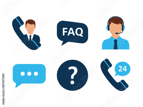 Blue and dark blue representing customer support and communication methods