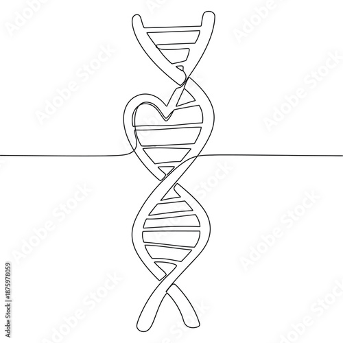 DNA Heart Symbol Illustration - Creative Minimalistic Design for Scientific and Romantic Themes
