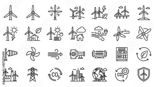 Collection of Renewable Energy Icons Symbols.