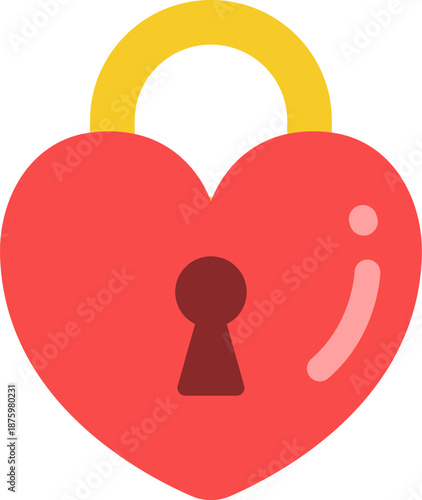 ハート型の南京錠のアイコンのイラスト