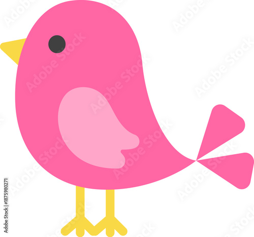 左を向いた、ピンク色の小鳥のアイコンのイラスト