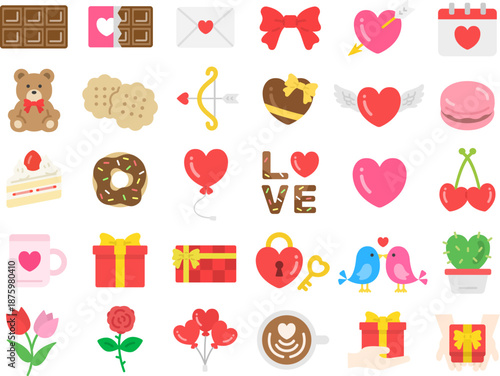 いろいろな、バレンタインアイコンのスペシャルセット