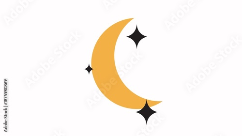 moon and star   icon animation  simple flat