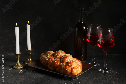 Traditional challah bread w...