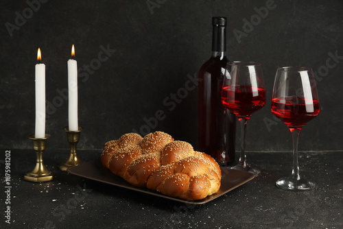 Traditional challah bread w...