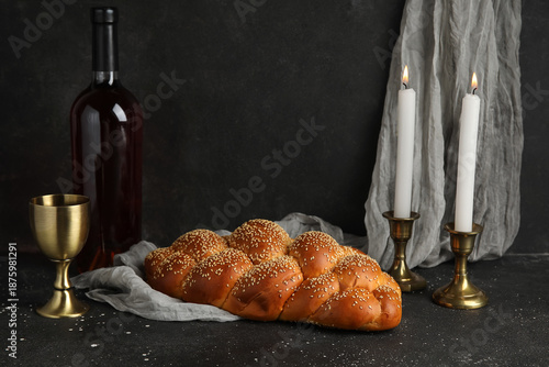 Traditional challah bread w...