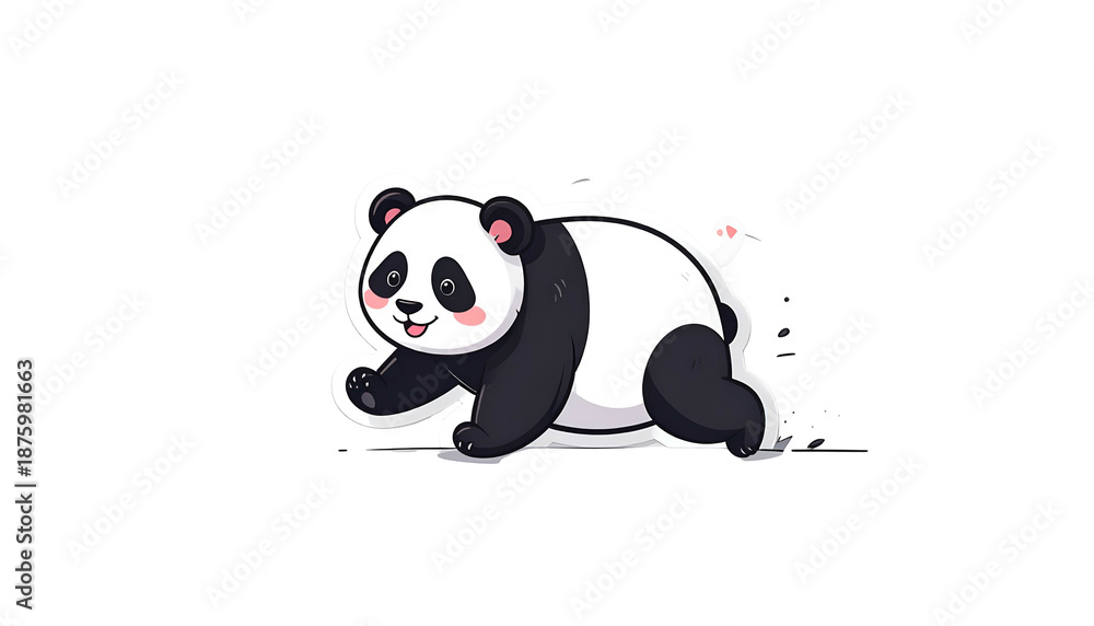 Obraz premium Cartoon Panda Walking With A Transparent Background