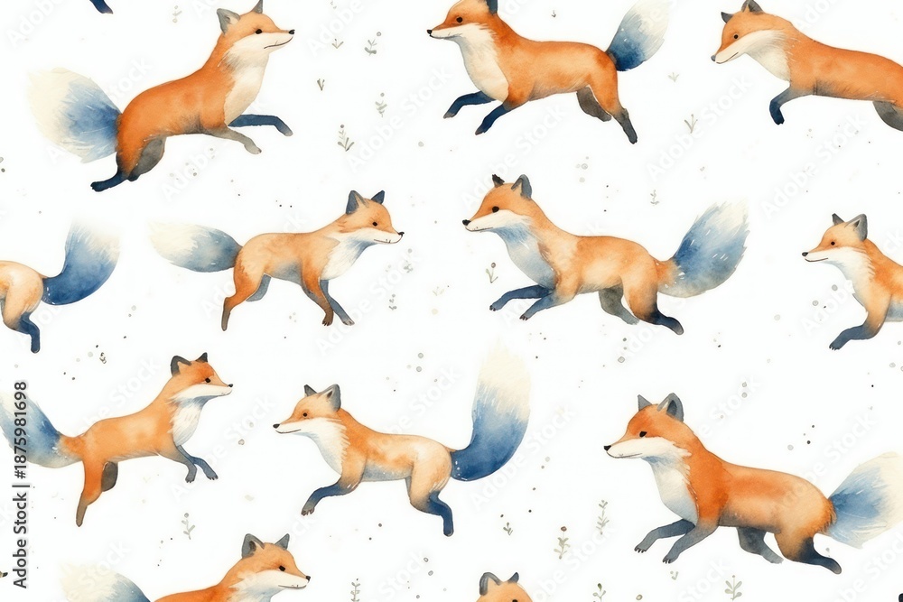 Fototapeta premium Foxes jump pattern animal mammal.