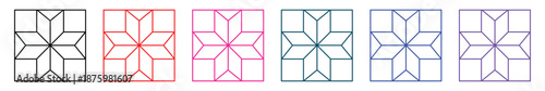 Colorful Eight LeMoyne Star Block icon set Vector Illustration.