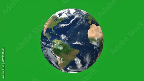 High-resolution image of the Earth centered on a green background with white lower section.