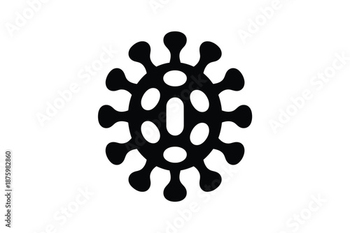 a black and white graphic of a virus
