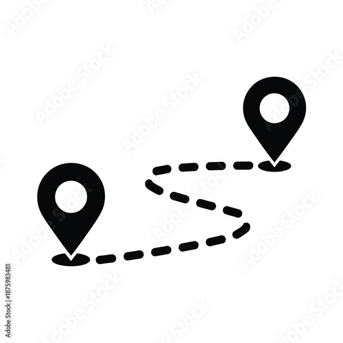 a black line connects two location pins