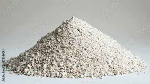 A pile of white quartz aggregate for concrete countertops