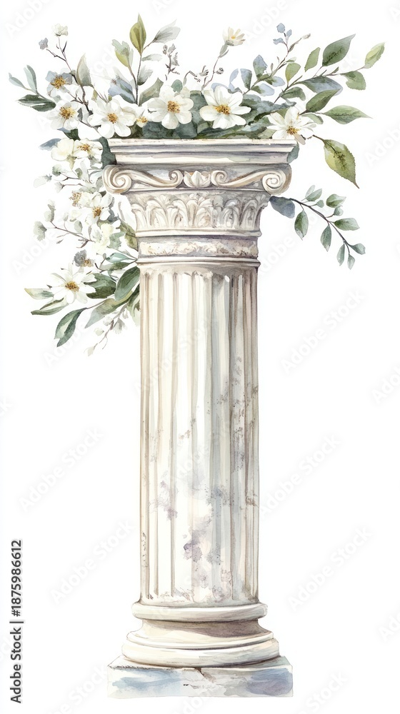 Naklejka premium Elegant floral ancient column illustration