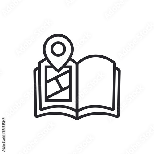 map book icons outline and Flat Style,transparent background