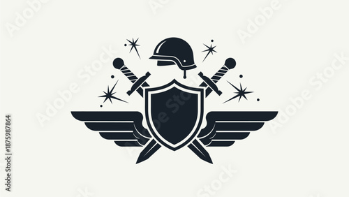 military helmet logo design template. icon vector Illustration