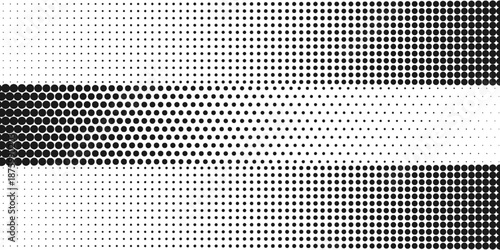 Halftone gradient. Dotted gradient, fine dot spray and halftone dot background, seamless horizontal geometric pattern vector template set. unique, modern dots