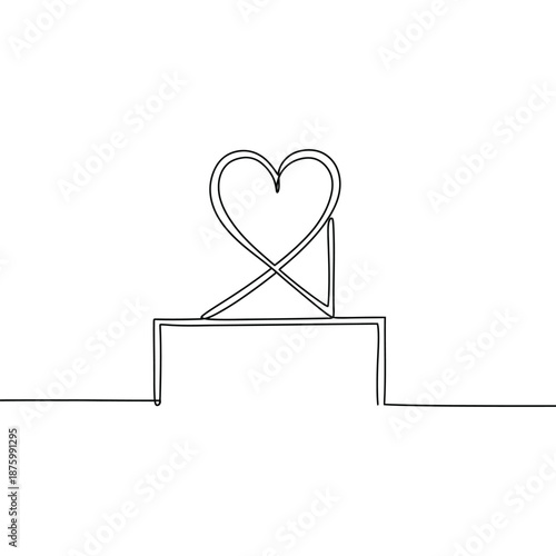 Minimalist Heart Shape on a Stand - Clean Line Drawing with Modern Aesthetic for Love and Affection