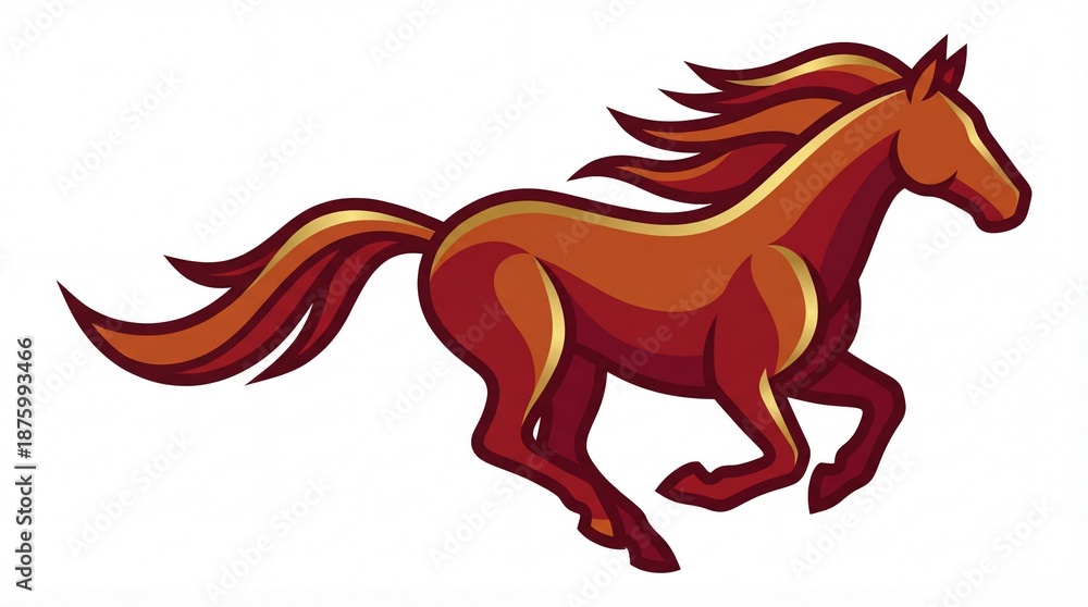 Fototapeta premium Vibrant horse running with flowing mane and tail in warm colors
