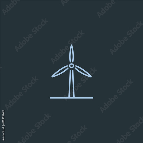 Windmill logo in balanced and minimalist simple line illustration.