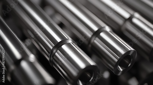 Close up of smooth repeating metal industrial rollers