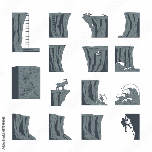 Cliff Edges with Various Rock Formations.