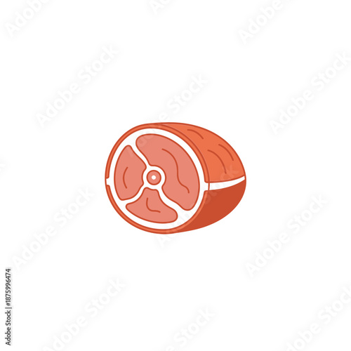 Stylized illustration of a raw meat cut isolated on white background