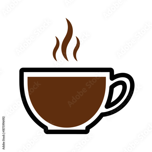 Steaming Coffee Cup Icon - Hot Beverage, Morning Drink, Cafe Symbol