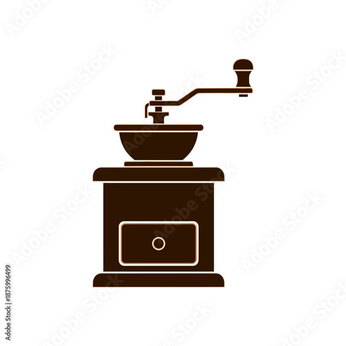 Vintage Coffee Grinder Icon - Manual Espresso Machine Silhouette
