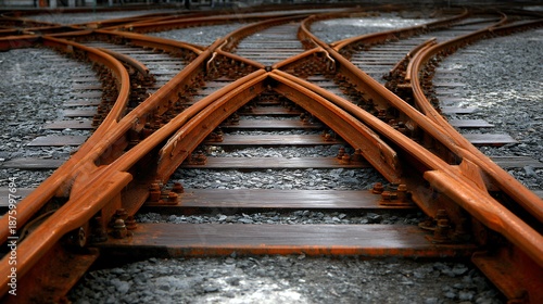 Close up view of a rusted railroad junction