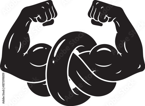 Muscular arms flexing with a large knot in between