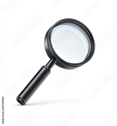 Wallpaper Mural Single black magnifying glass on a white background, slightly angled view Torontodigital.ca