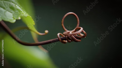 Tightly coiled tendril of a plant reaching for support