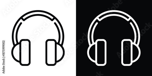 over ear headphones line art icon for audio and music applications