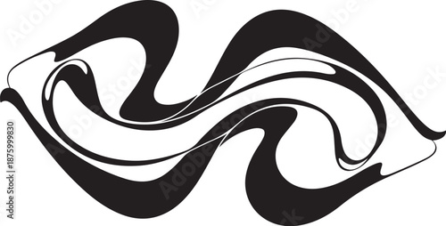 Abstract black swirling lines on white background illustration design