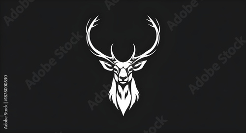 deer, stag, buck, antlers, horns, deerhead, wildlife, animal, forest, nature, silhouette, black, dark, shadow, outline, profile, mammal, wild, woodland, hunting, trophy, emblem, badge, logo, symbol, i