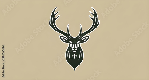 deer, stag, buck, antlers, horns, deerhead, wildlife, animal, forest, nature, silhouette, black, dark, shadow, outline, profile, mammal, wild, woodland, hunting, trophy, emblem, badge, logo, symbol, i