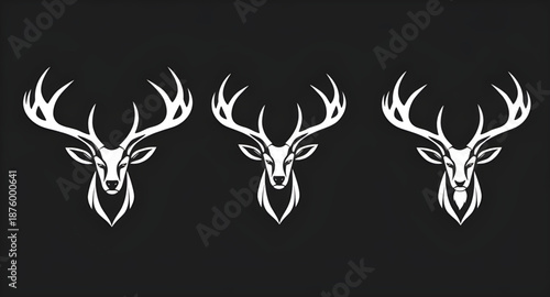 deer, stag, buck, antlers, horns, deerhead, wildlife, animal, forest, nature, silhouette, black, dark, shadow, outline, profile, mammal, wild, woodland, hunting, trophy, emblem, badge, logo, symbol, i