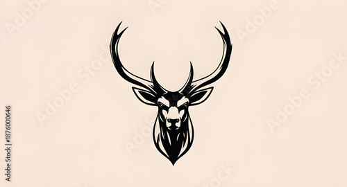 deer, deerhead, stag, buck, antlers, horns, animal, wildlife, forest, nature, silhouette, black, dark, shadow, outline, profile, head, mammal, wild, woodland, hunting, trophy, emblem, logo, symbol, ic